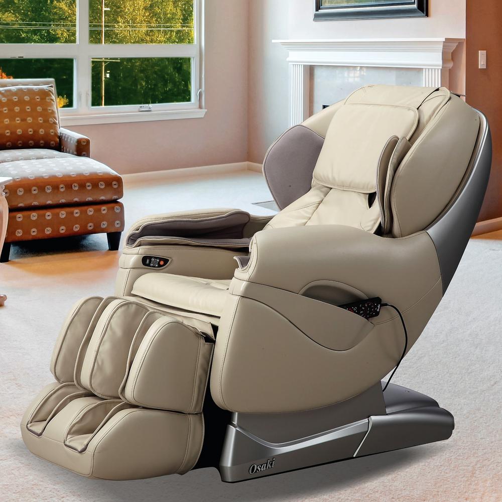 Titan Pro Series Tan Faux Leather Reclining Massage Chair (Cream)