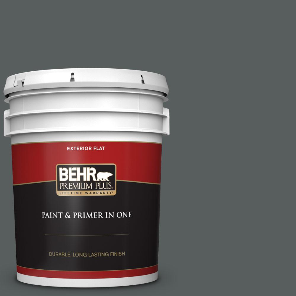 BEHR PREMIUM PLUS 5 gal. N5006 Graphic Charcoal Flat Exterior Paint