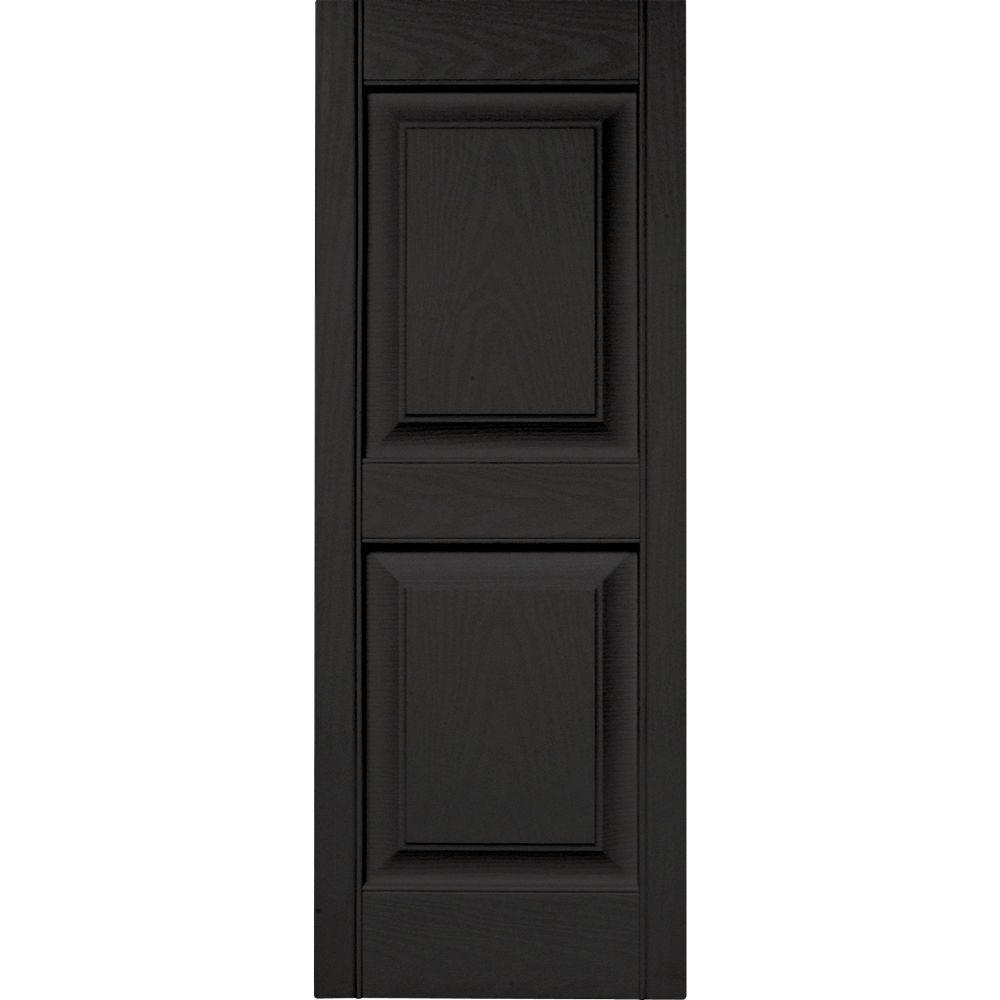 15 in. x 39 in. Raised Panel Vinyl Exterior Shutters Pair in #002 Black