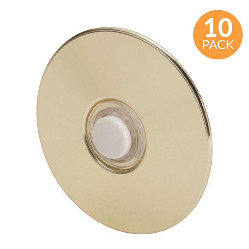 Newhouse Hardware 13/4" Round Brass Door Chime Button with White