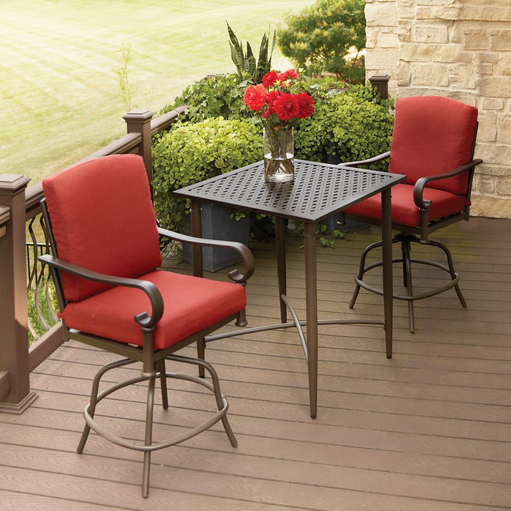 Hampton Bay Oak Cliff 3 Piece Metal Outdoor Balcony Height Bistro