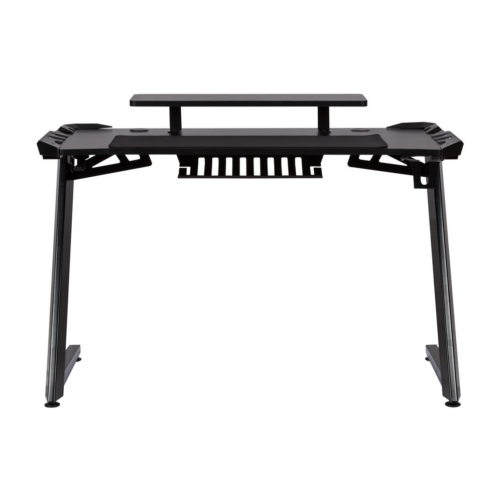 ZLine Designs 55.3 in. LShaped Black Computer Desks with Glass Top