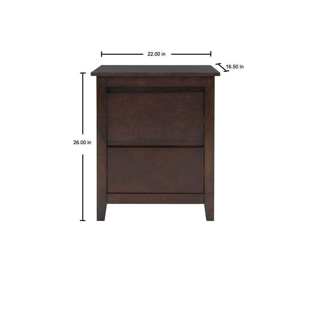 Stylewell Alanis 2 Drawer Chocolate Wood Nightstand 22 In W X 26 In H Bf 25649 Ch The Home Depot