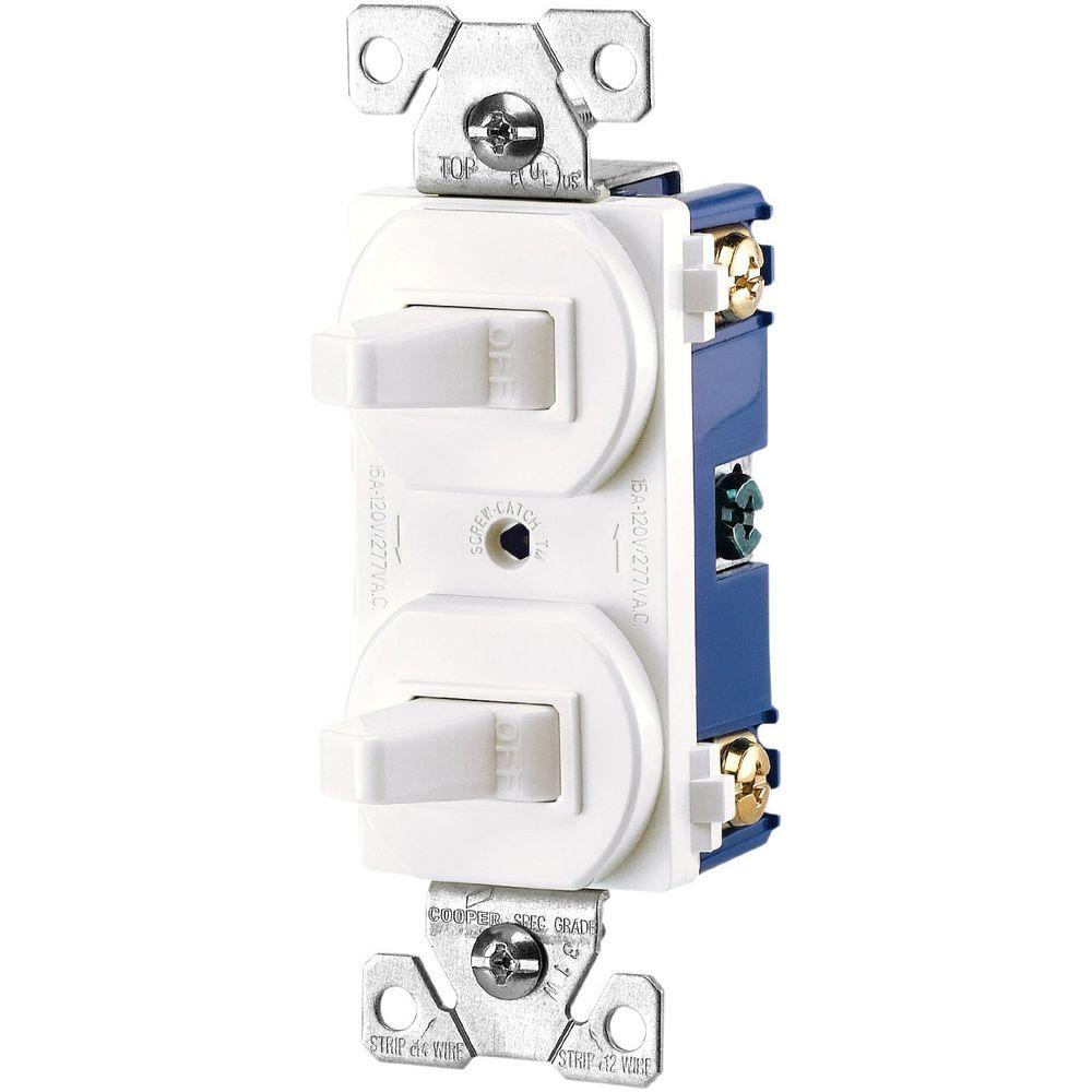 Eaton Commercial Grade 15 Amp Combination Single Pole Toggle Switch And 3 Way Switch White