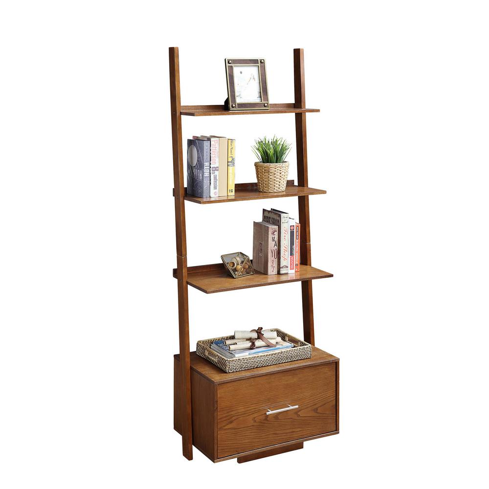 Convenience Concepts American Heritage Dark Walnut Ladder Bookcase