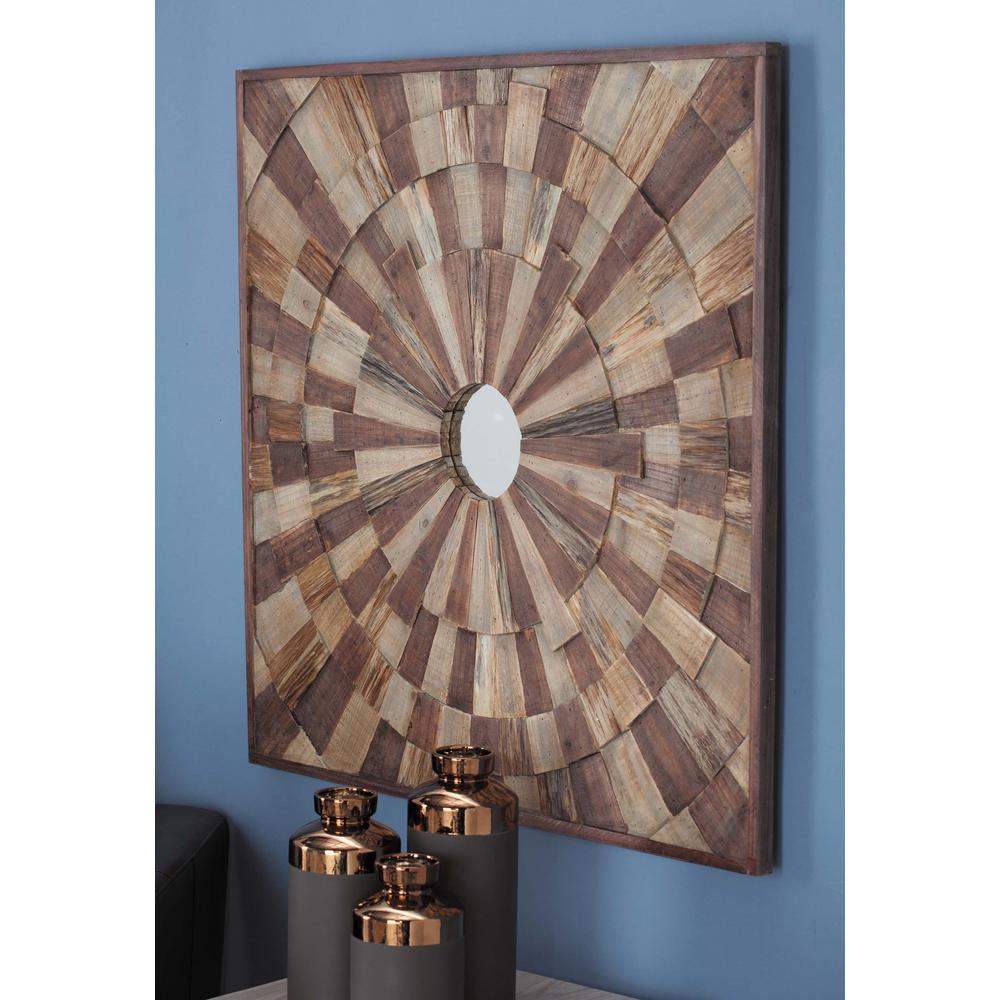 Litton Lane 36 In X Wood And Mirror Geometric Sunburst Wood And Mirror Geometric Sunburst
