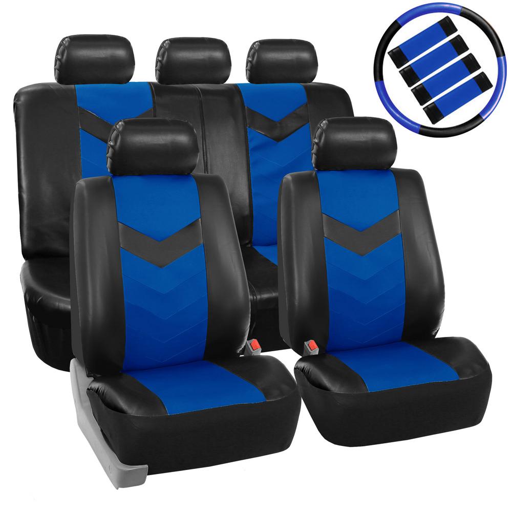 Blue Car Seat Covers Interior Accessories The Home Depot Pu Leather 47 In X 23 1 Airbag Compatible Seat