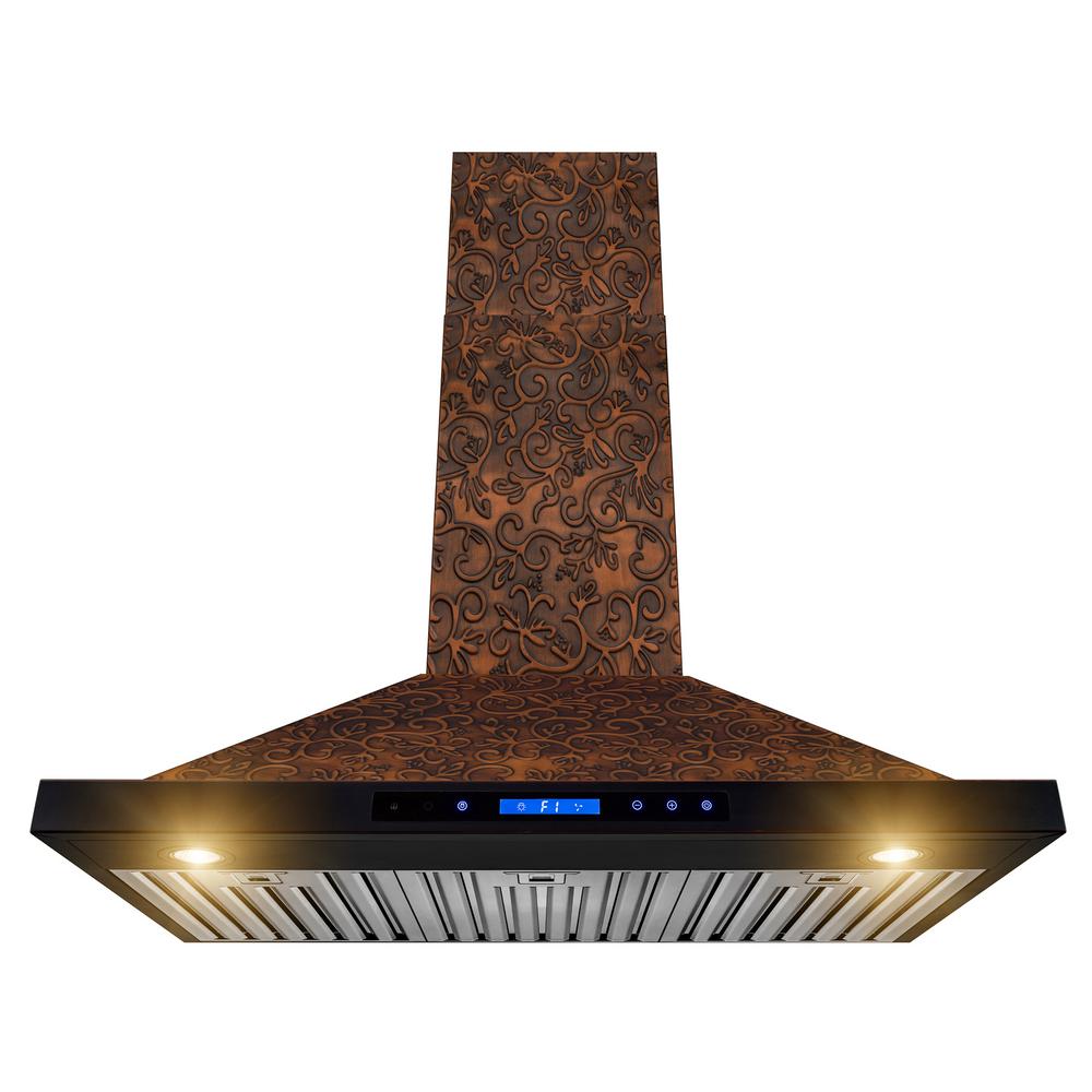 AKDY 36 in. 350 CFM Convertible Wall Mount in Embossed Copper Vine