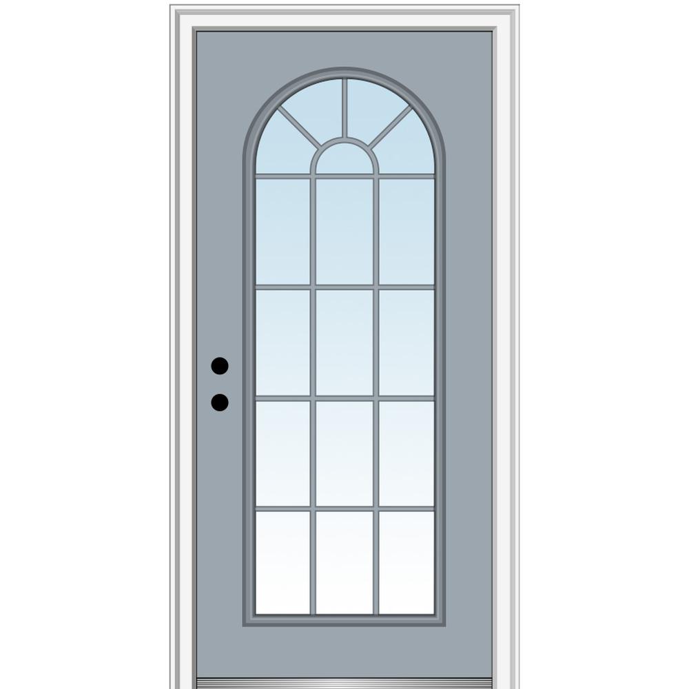 Mmi Door 36 In X 80 Right Hand Inswing Full Lite Round Top Clear Classic Painted Steel Prehung Front