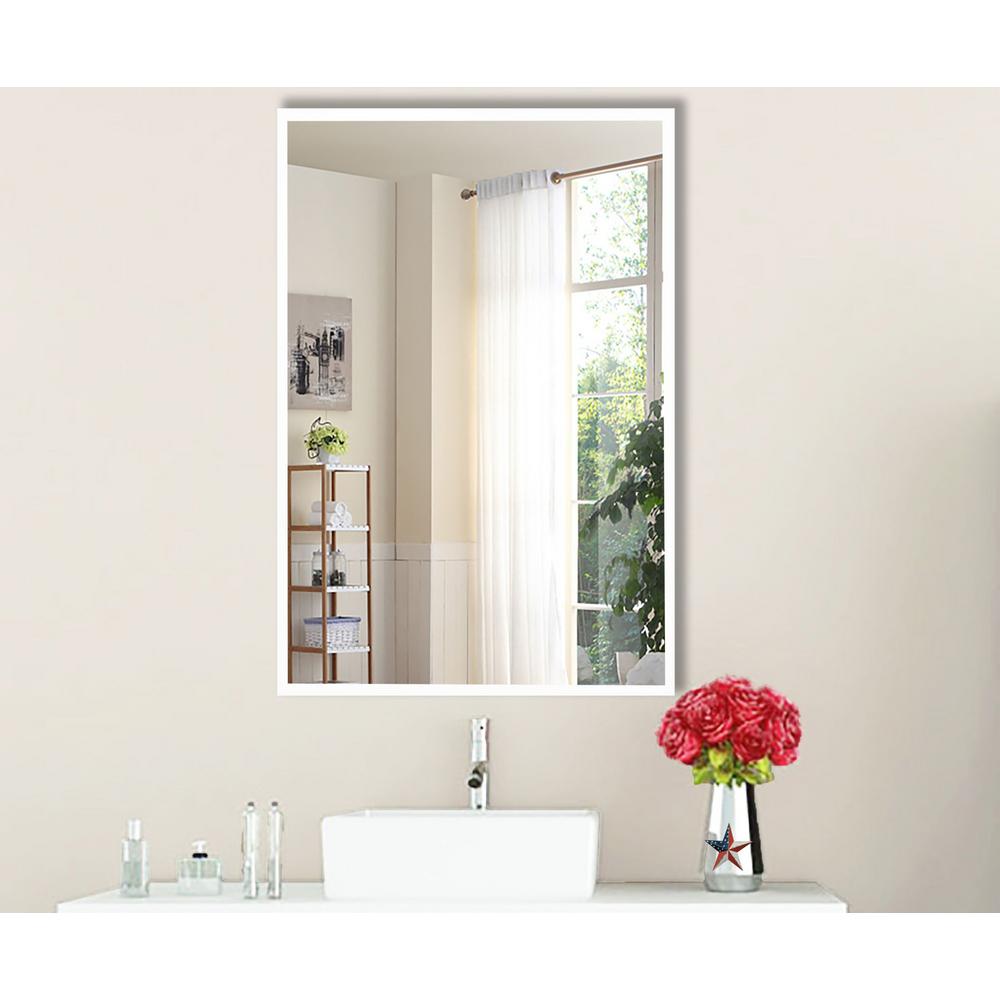 Home Decorators Collection Albright 30 In X 34 Framed Bath Brite White Vanity Wall Mirror