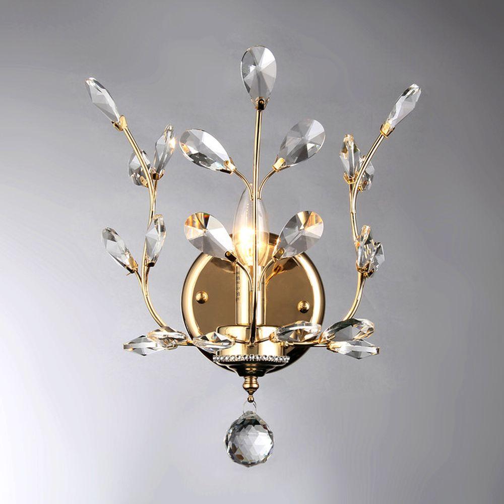 Ollie Gold Indoor 10 In Crystal Wall Lamp Wl8025 The Home Depot Crystal Wall Lamp