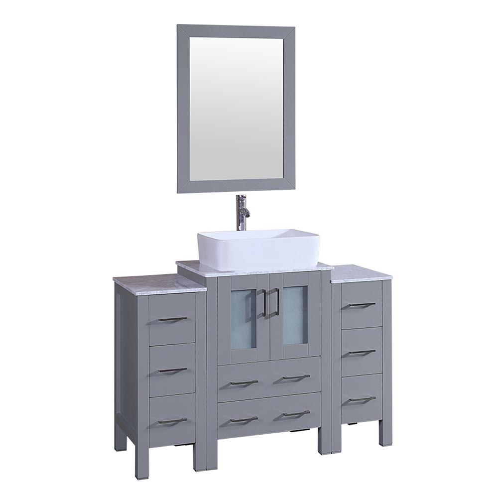 Bosconi 48 in. W Single Bath Vanity with Ceramic Vanity Top in White with White Basin, Polished