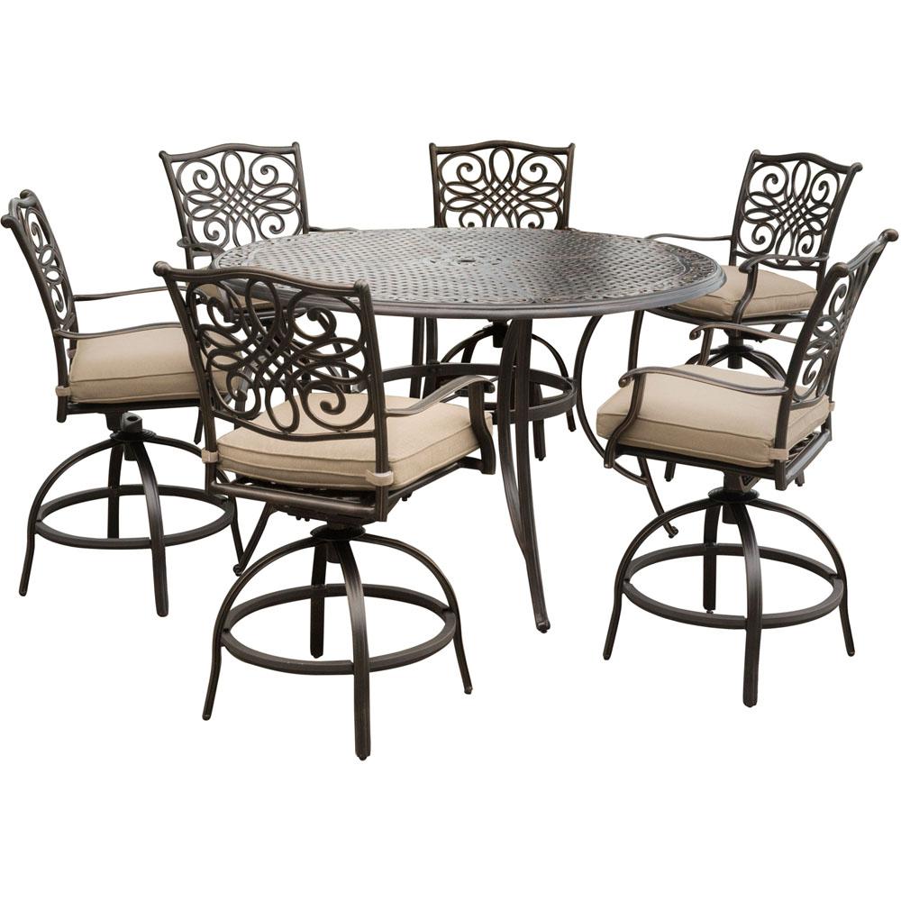 Hanover Traditions 7-Piece Aluminum Outdoor Bar Height Dining Set with Swivel... by Hanover