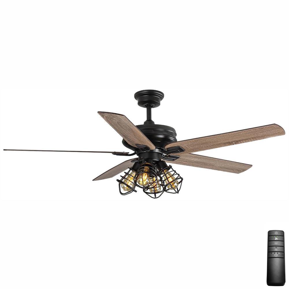 Carlisle 60 In Led Matte Black Ceiling Fan With Remote Control And Light Kit