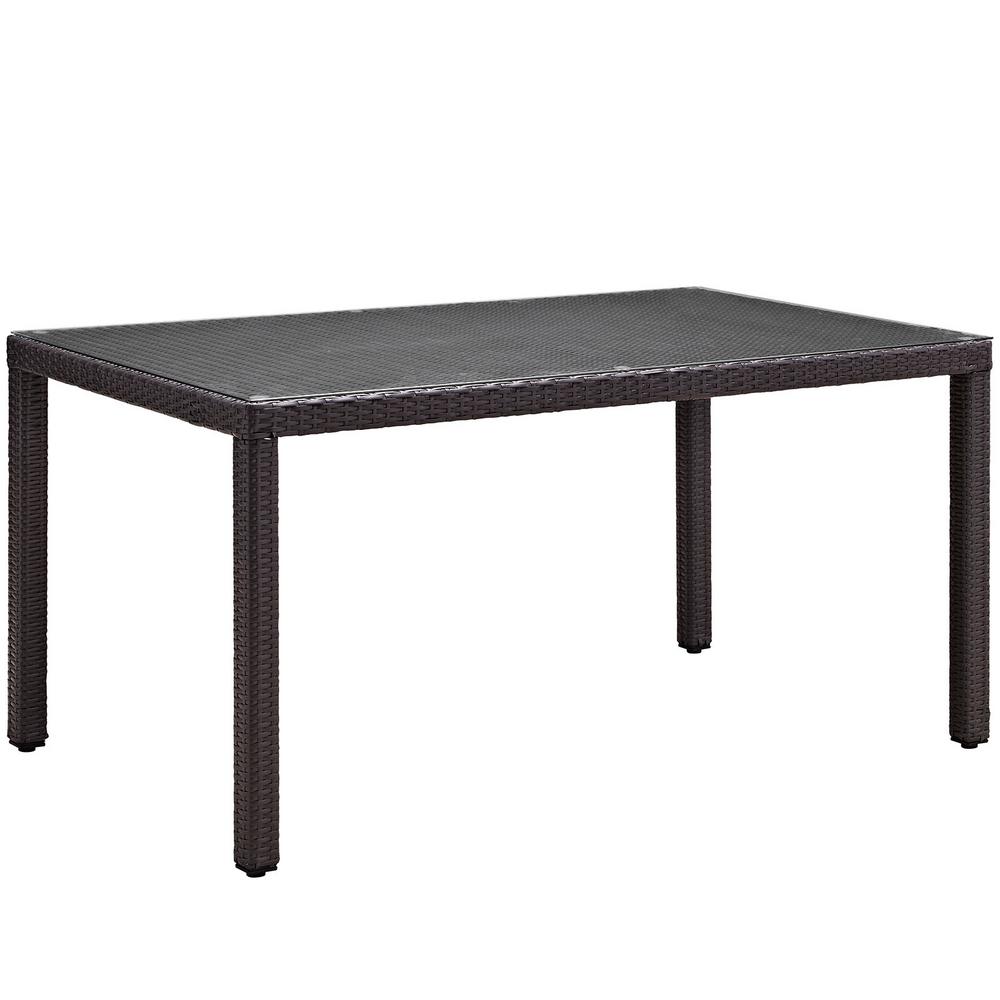 Modway Convene In Espresso 59 In Patio Wicker Outdoor Dining Table Eei 1923 Exp The Home Depot