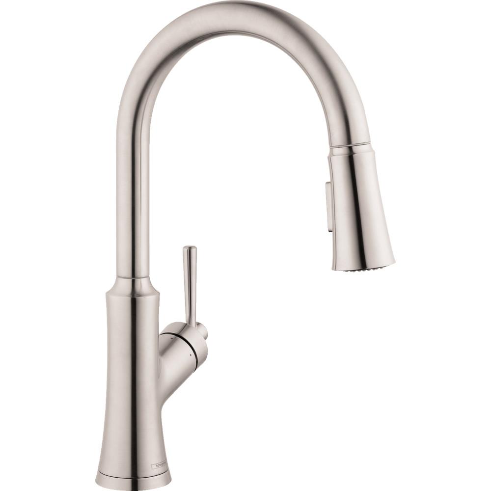 Hansgrohe Joleena Single-Handle Pull-Down Sprayer Kitchen Faucet in Steel Optic