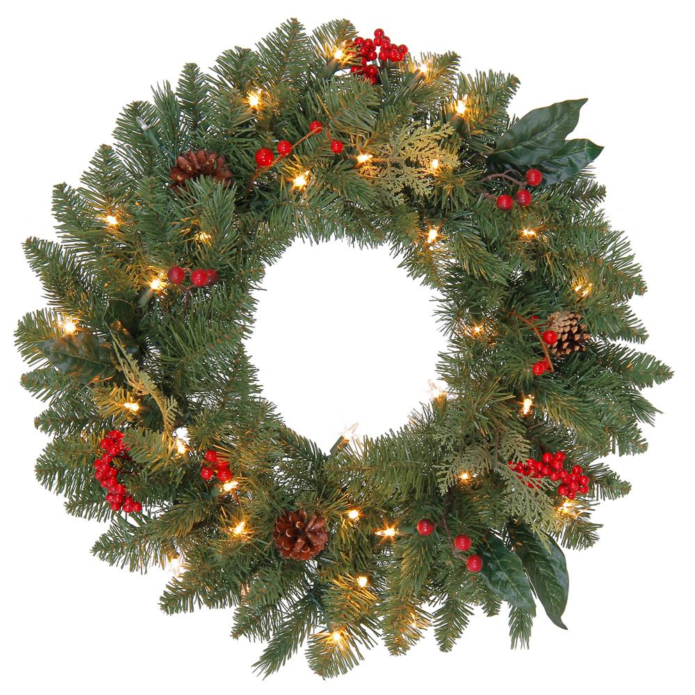 Martha Stewart Living Wreaths Greenery The 24 In Pre Lit Artificial Winslow Fir Wreath