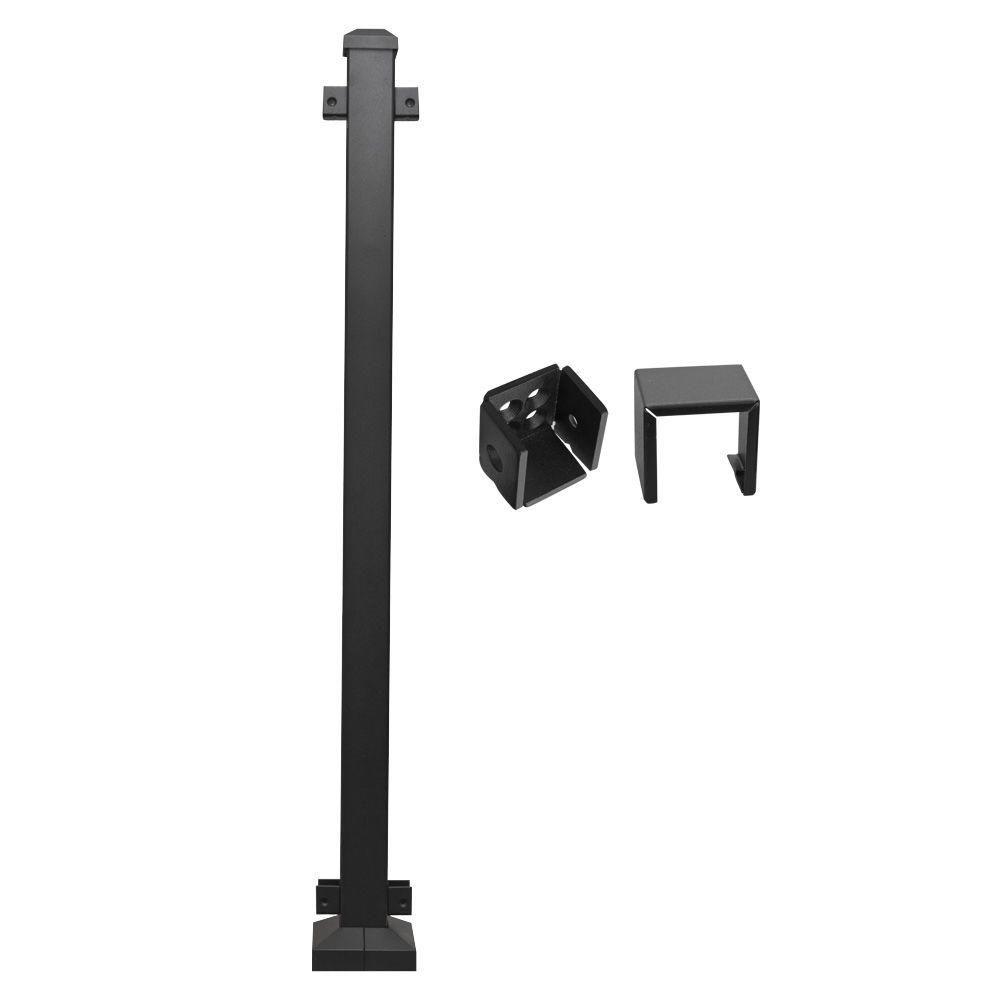 RDI Metal Railing Black Mid Post Assembly H Rail (Common: 2 in. x 2 in ...