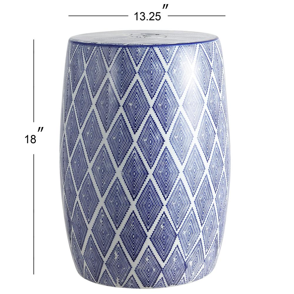 Jonathan Y Moroccan Diamonds 18 In Blue White Ceramic Drum Garden