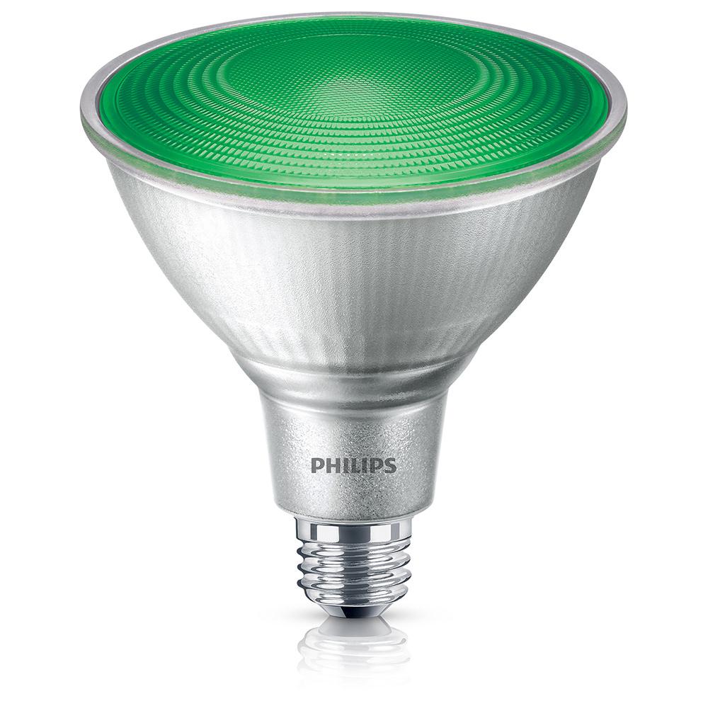 Colored Light Bulbs The Home Depot 90 Watt Equivalent Par 38 Led Flood Green