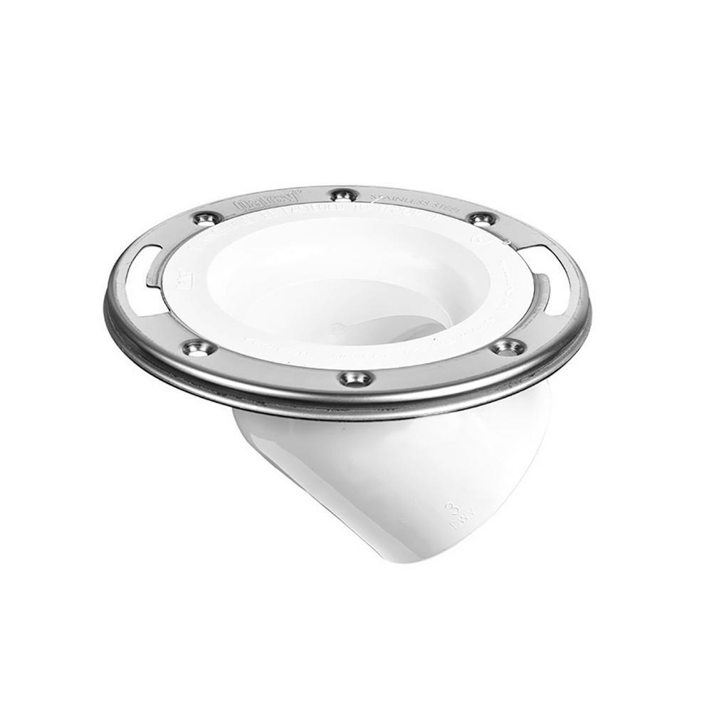 Oatey 3 in. PVC Open Spigot Toilet Flange with 45° Angle and Stainless Steel Ring436652 The