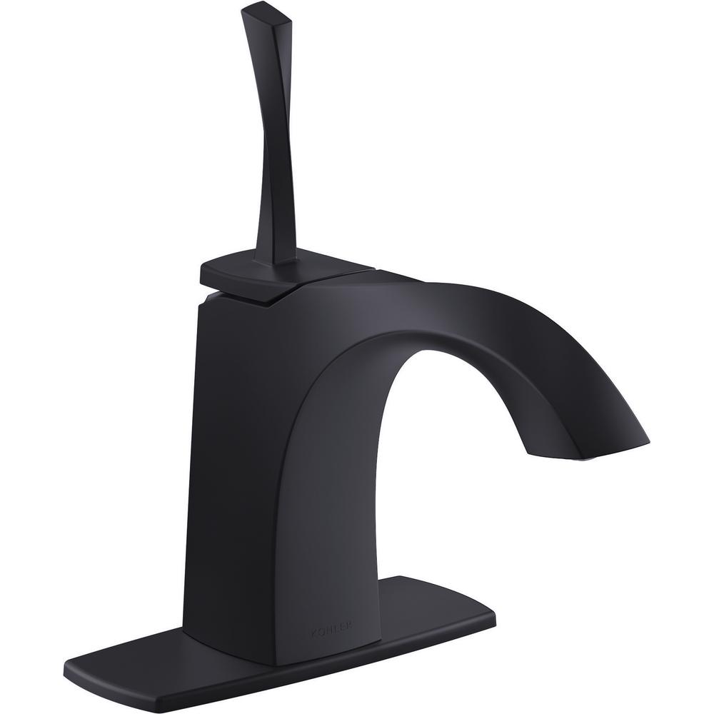 KOHLER Cursiva Single Hole SingleHandle Bathroom Faucet in Matte Black