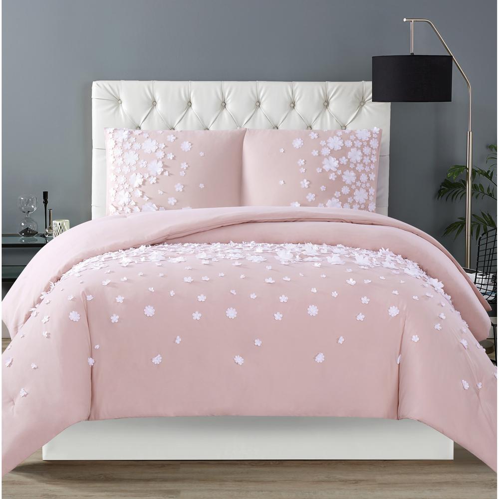 Christian Siriano Confetti Flowers 3 Piece Blush King Duvet Cover