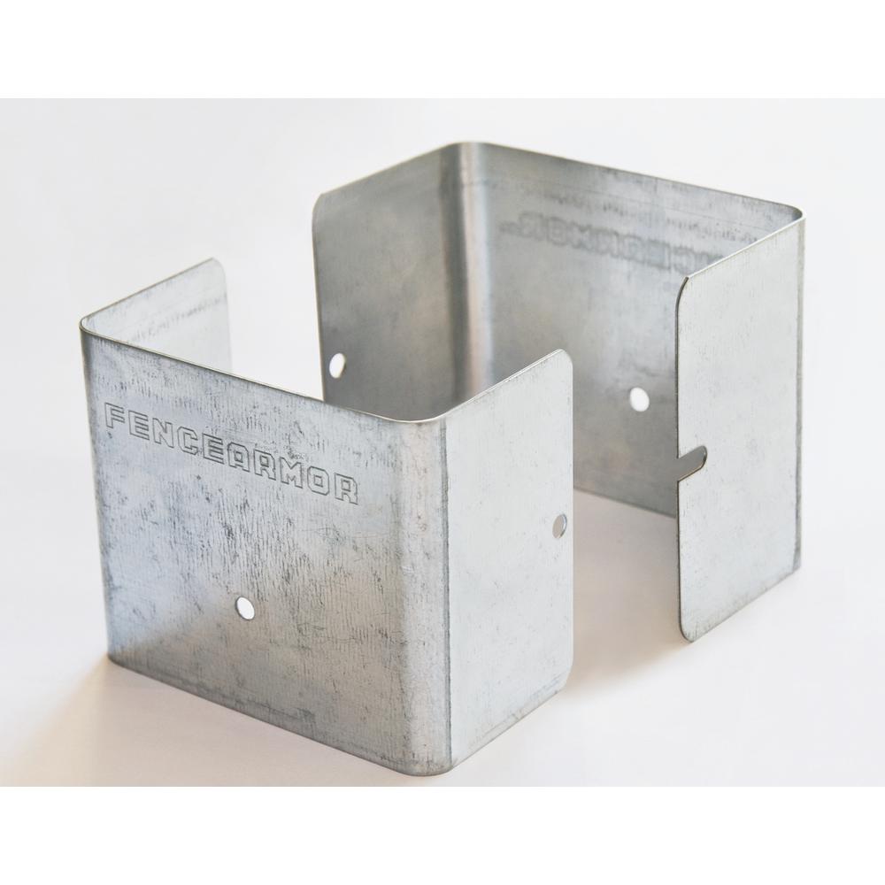 Fence Armor Galvanized Steel Fence Post Guard 3.5 in. L x 3.5 in. W x 3