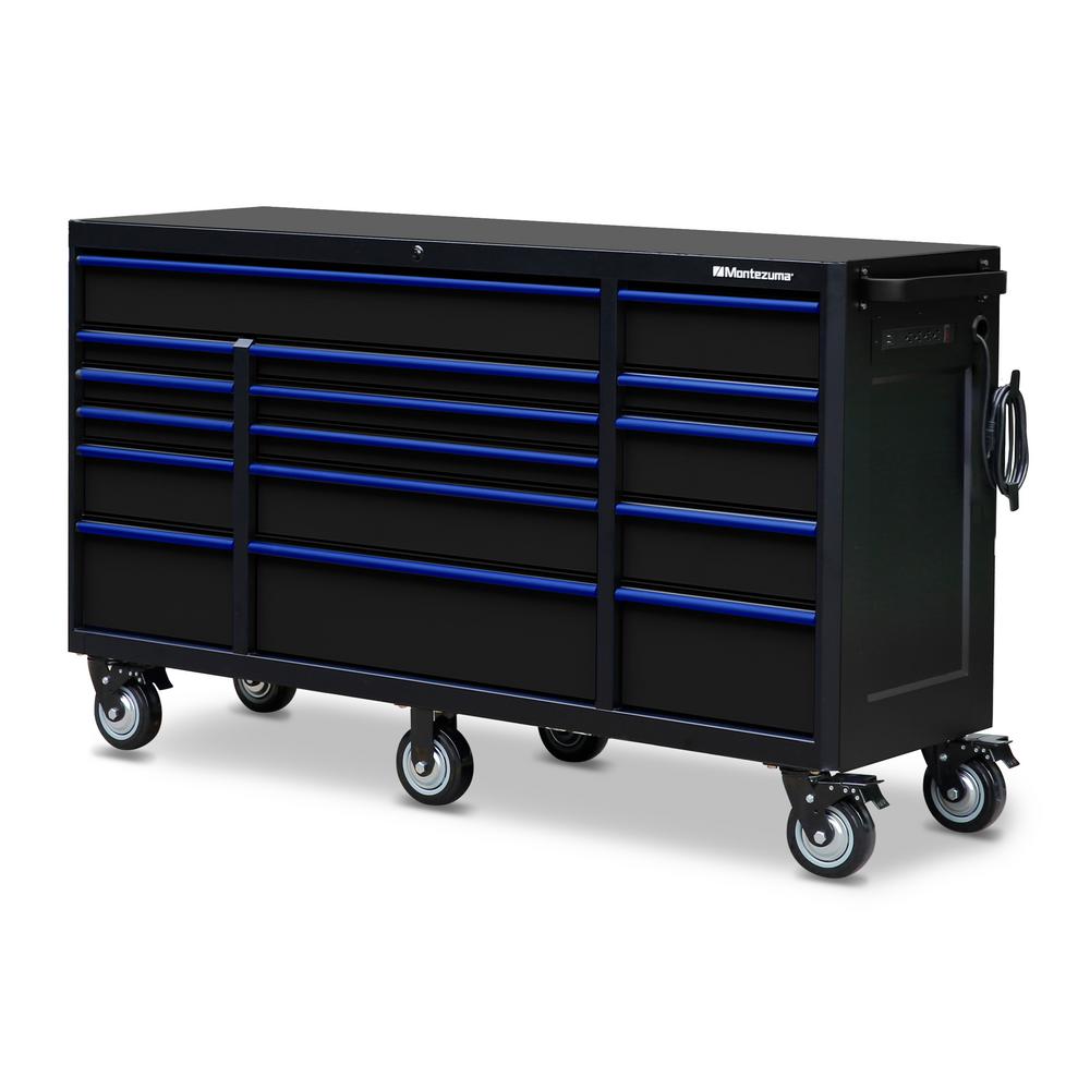 Montezuma 72 in. x 20 in. 16Drawer Roller Tool Chest with Power and USB Outlets in