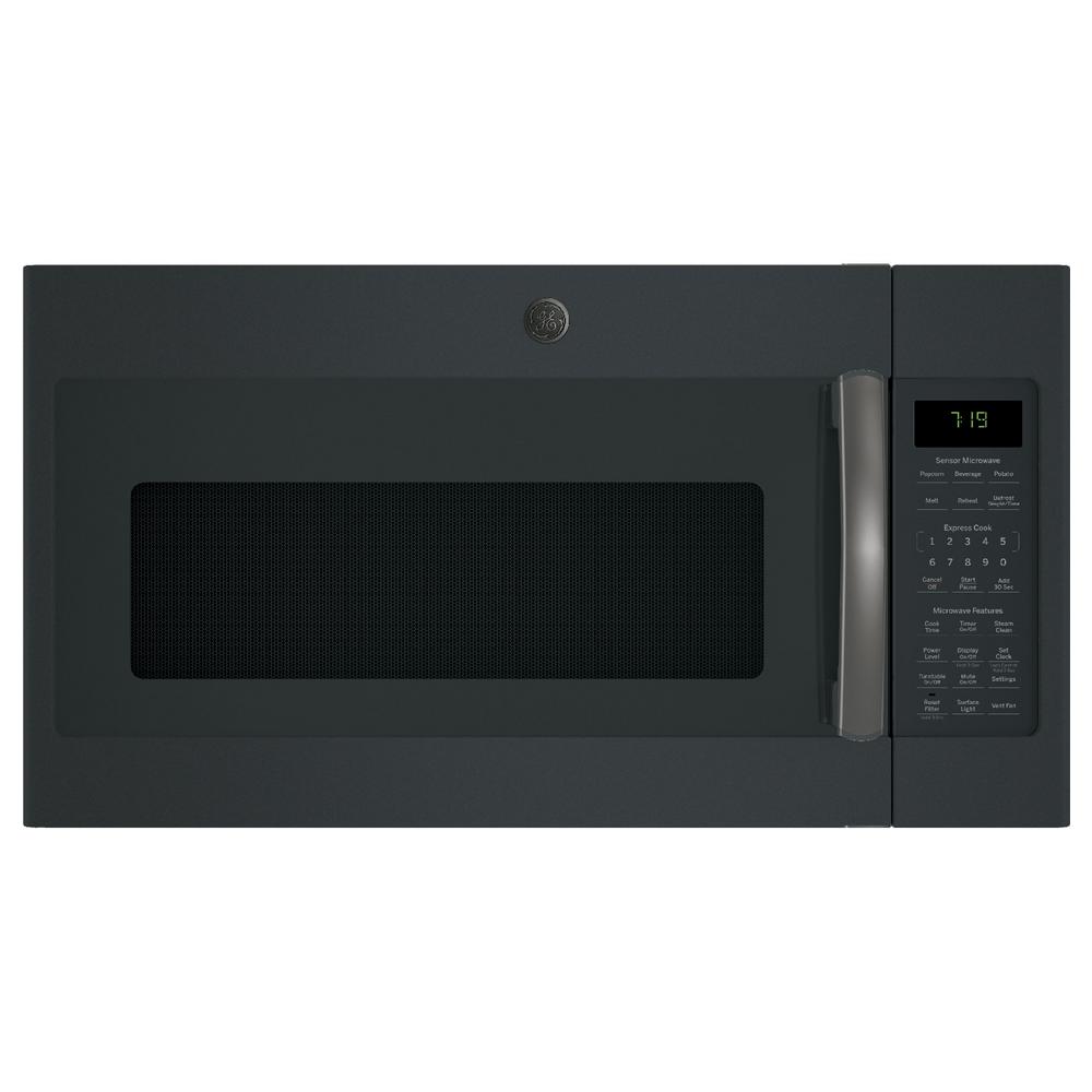 GE 1.9 cu. ft. Over the Range Microwave in Black Slate with Sensor Cooking, Fingerprint