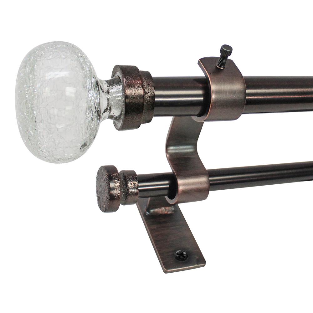Decopolitan 3 4 In Crackle Glass Knob Telescoping Double Drapery