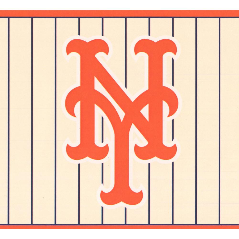 York Wallcoverings New York Mets Mlb Baseball Team Fan Sports Prepasted Wallpaper Border Zb3399bd The Home Depot