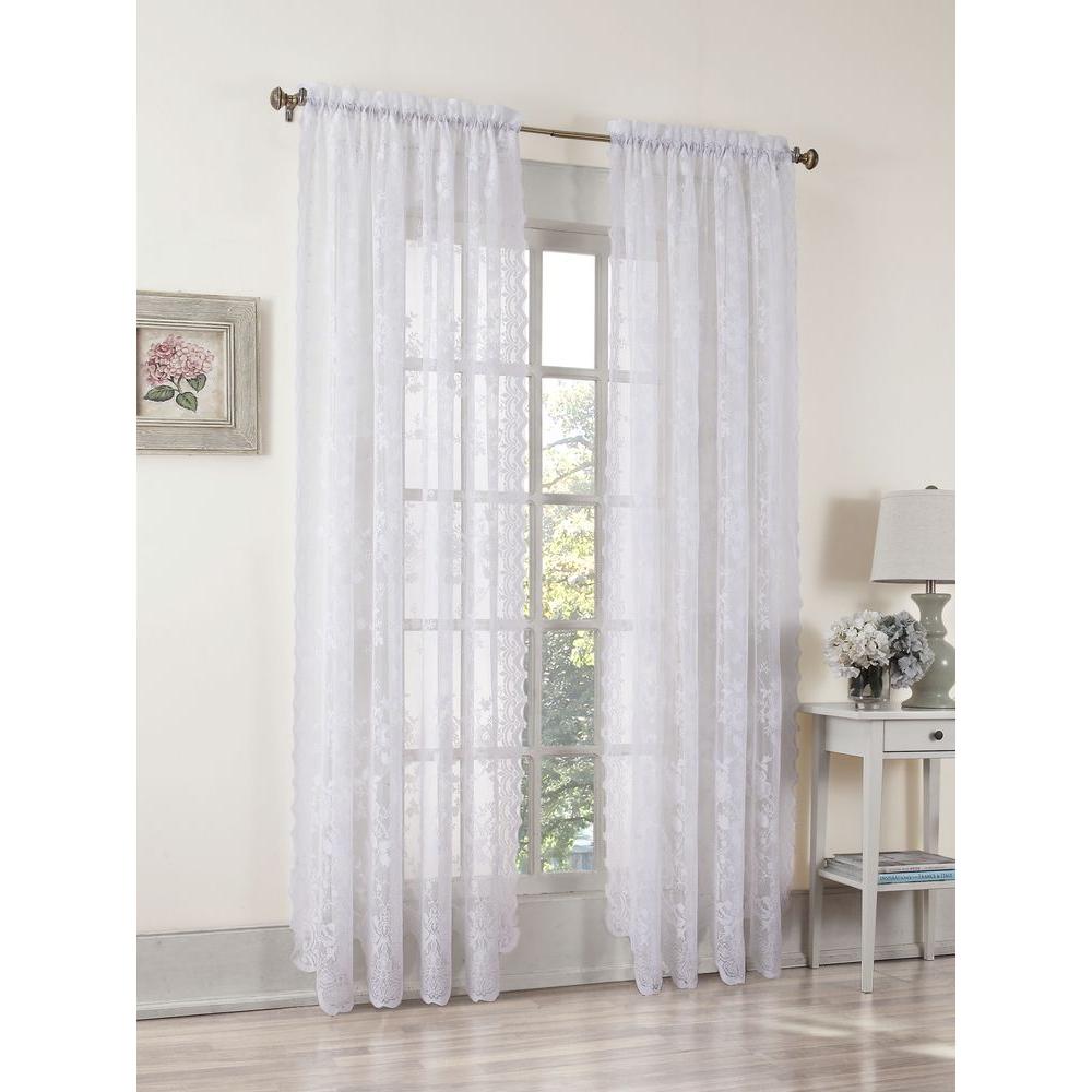 Lichtenberg Sheer White Alison Lace Curtain Panel 58 In W X 84 Sheer White Alison Lace Curtain Panel