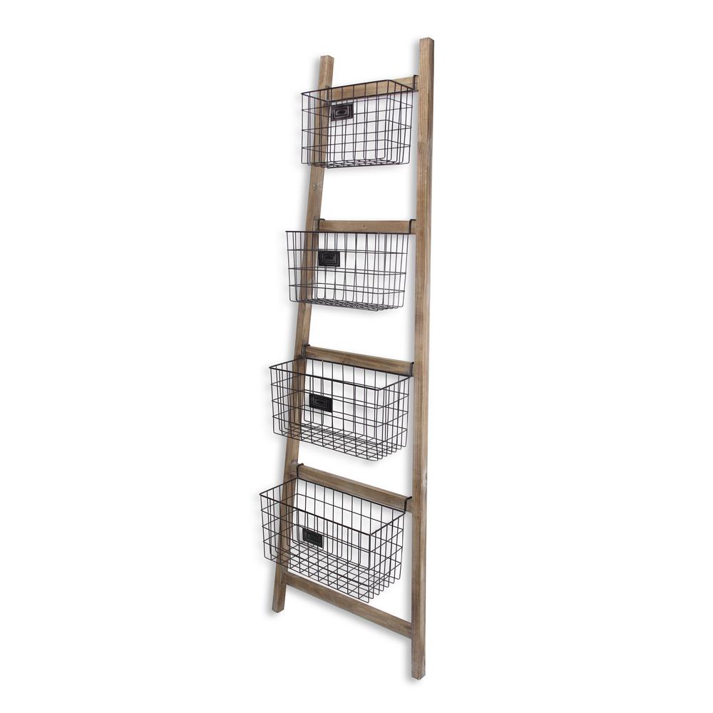 Cheungs 73 25 In Brown Black Wood 4 Shelf Ladder Bookcase With
