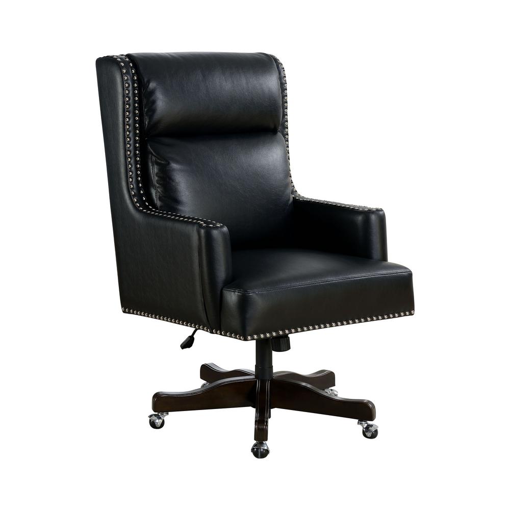 Harris Black Upholstered Nailhead Trim Height Adjustable Office Chair