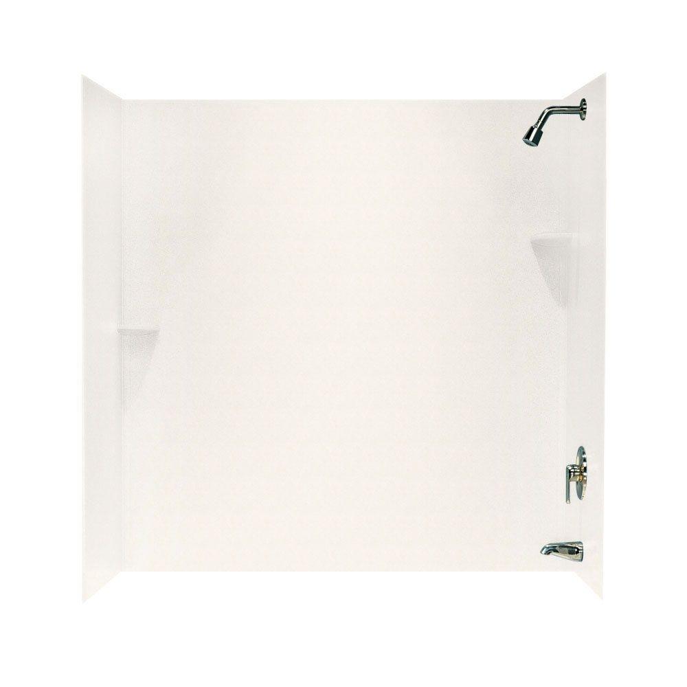 Swan 30 in. x 60 in. x 60 in. 3-Piece Easy Up Adhesive Corner Tub Wall in Tahiti Ivory