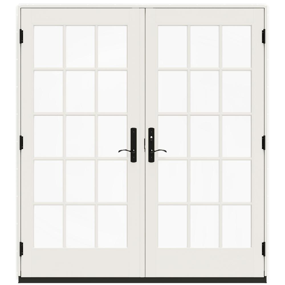 JELDWEN 72 in. x 80 in. W4500 White Clad Wood LeftHand 15Lite