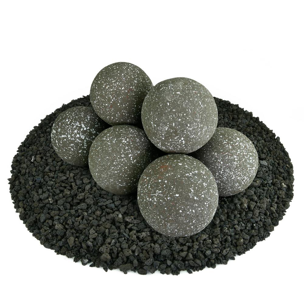 5 In Set Of 8 Ceramic Fire Balls In Charcoal Gray Speckled 01