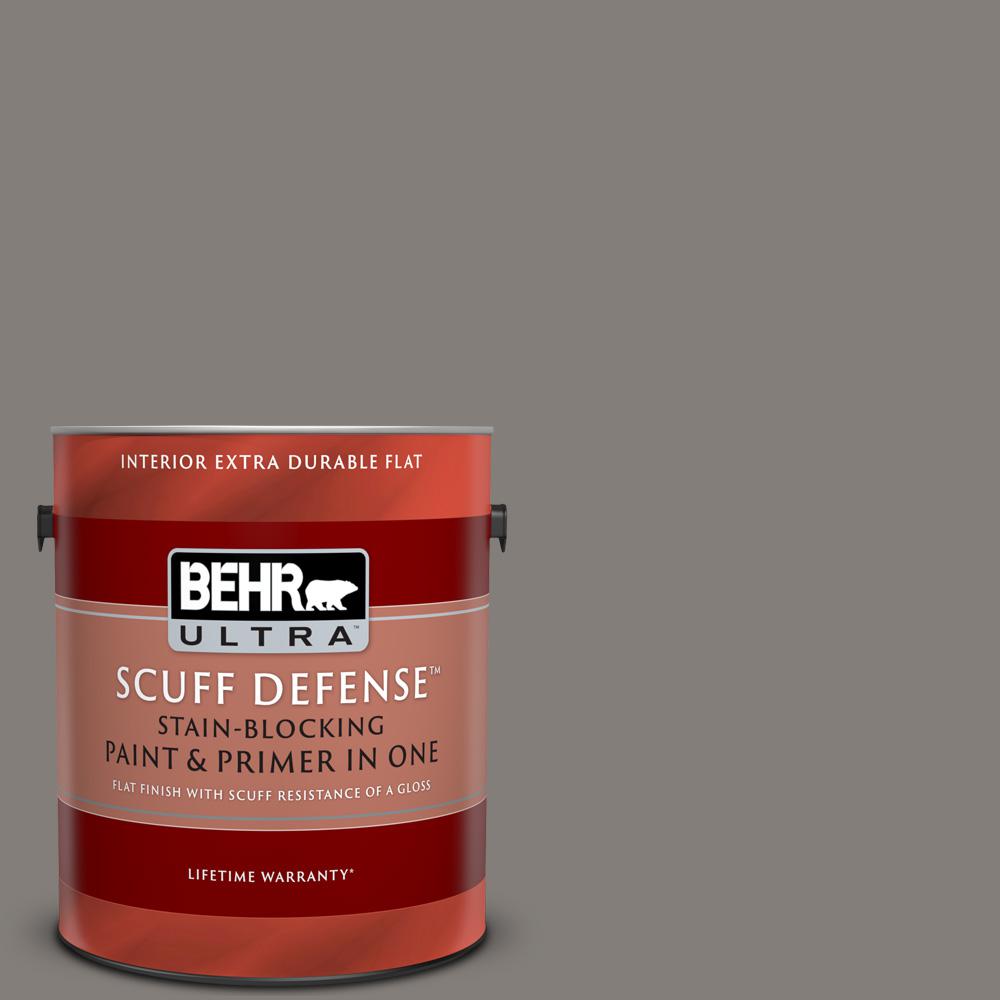 BEHR ULTRA SCUFF DEFENSE 1 Gal. #PPU18-17 Suede Gray Extra Durable Flat ...