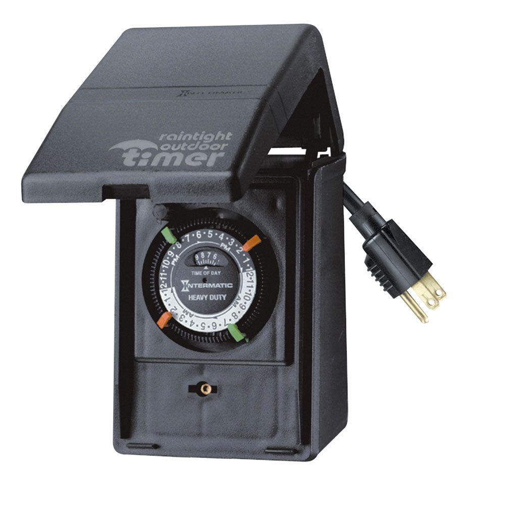 Intermatic Black Timers Wiring Devices Light Controls The 15 Amp Heavy Duty Outdoor Plug In Timer For Lights And Decorations Black