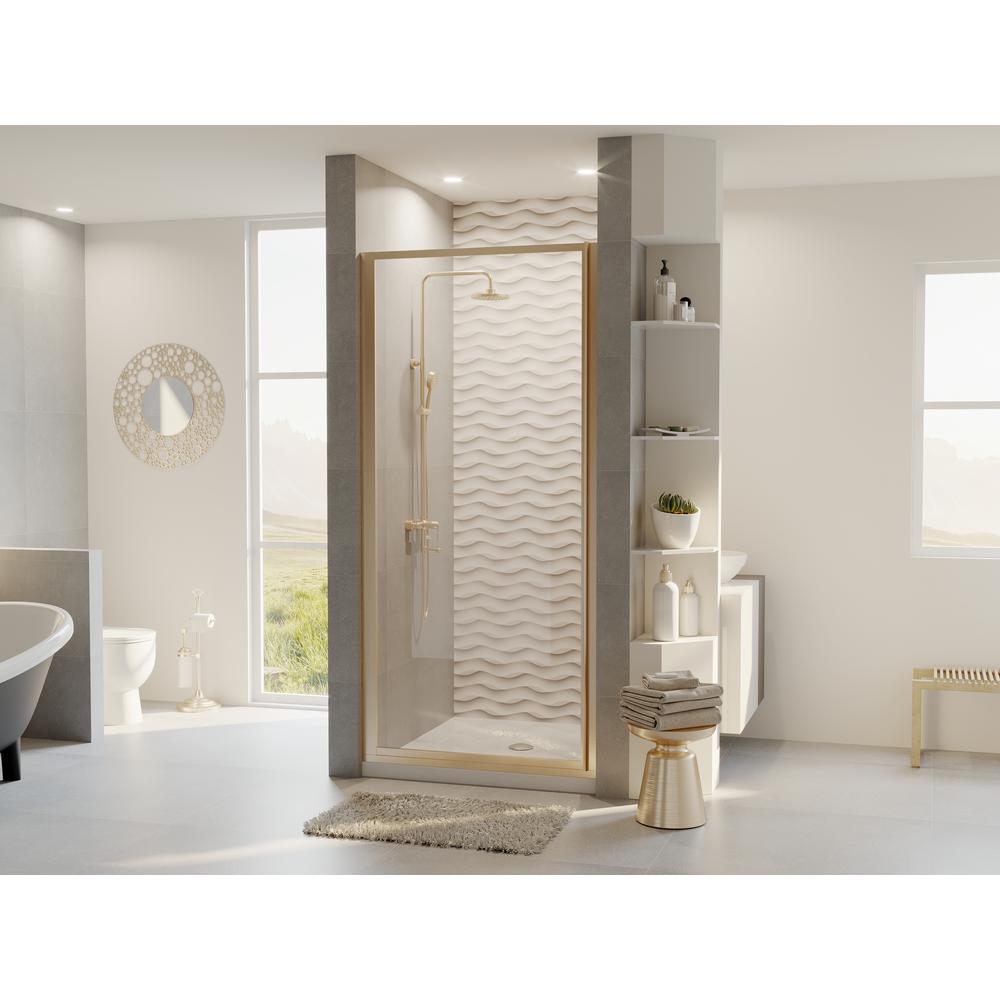 Coastal Shower Doors Legend 32 625 In To 33 625 In X 68 In Framed Hinged Shower Door In Brushed Nickel With Clear Glass