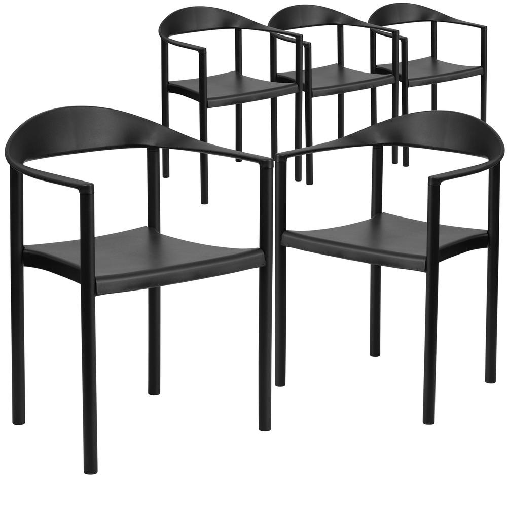 Carnegy Avenue Black Plastic Stack Chairs (Set of 5) CGARUT156592BL