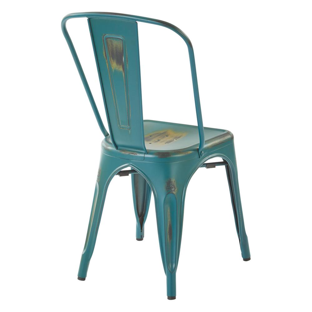 Office Star Products Bristow Antique Turquoise Armless Metal Chair