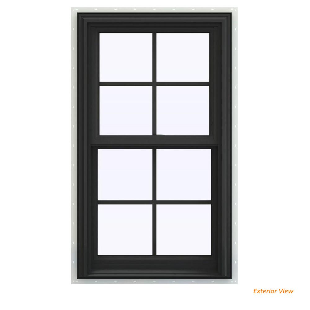 JELDWEN 23.5 in. x 40.5 in. V2500 Series White Vinyl Double Hung Window with Colonial Grids