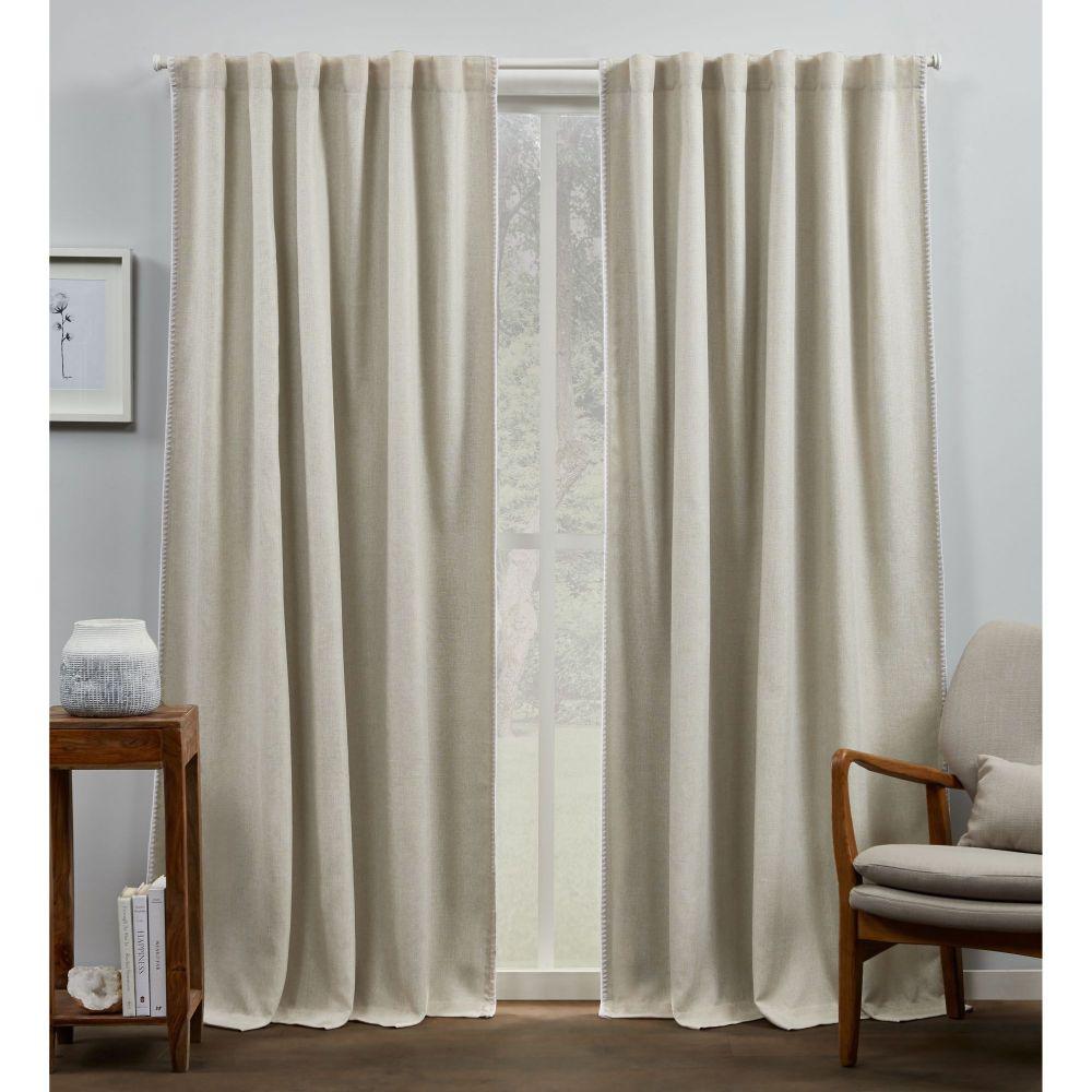 Unbranded Marabel Linen/White Blackout Hidden Tab Top Curtain Panel 54