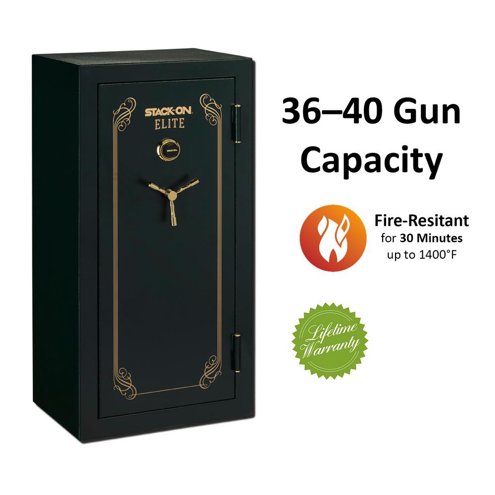 Elite 40-Gun Fire Resistant Combination Lock Safe, Matte Green by Elite