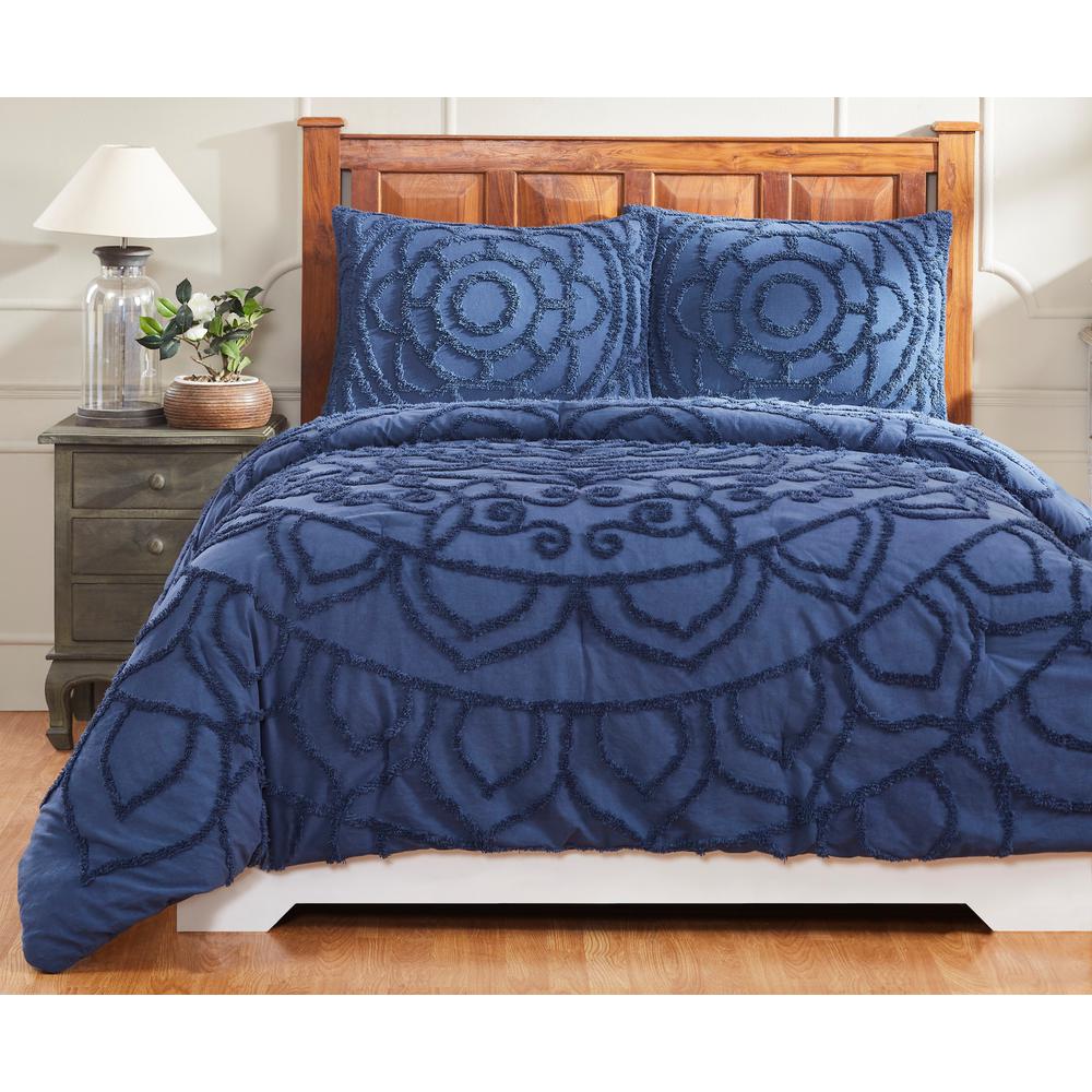 Better Trends Cleo 90 In X 90 In Navy Full Queen Comforter With
