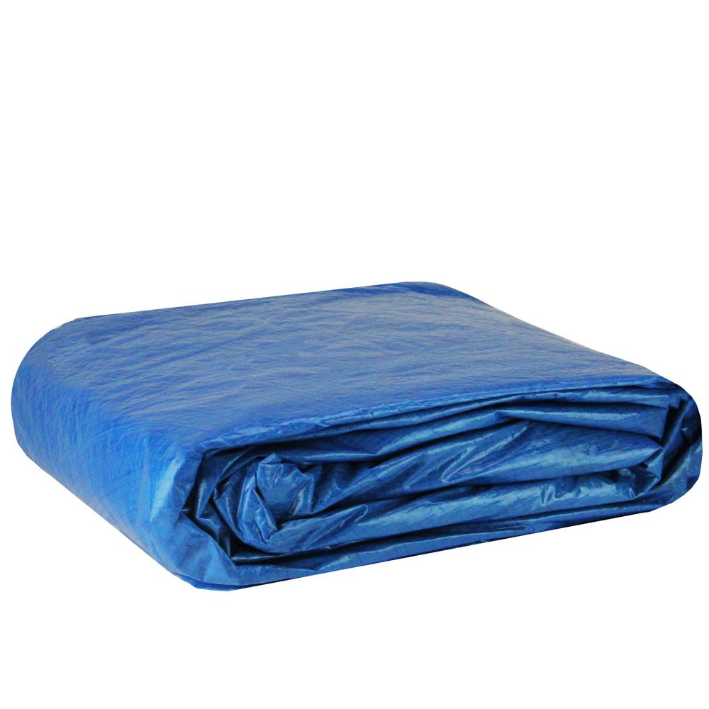 Pool Central 18 4 Ft Durable Apertured Round Blue Swimming Solar Above Ground Pool Cover With Rope Ties 32149892 The Home Depot