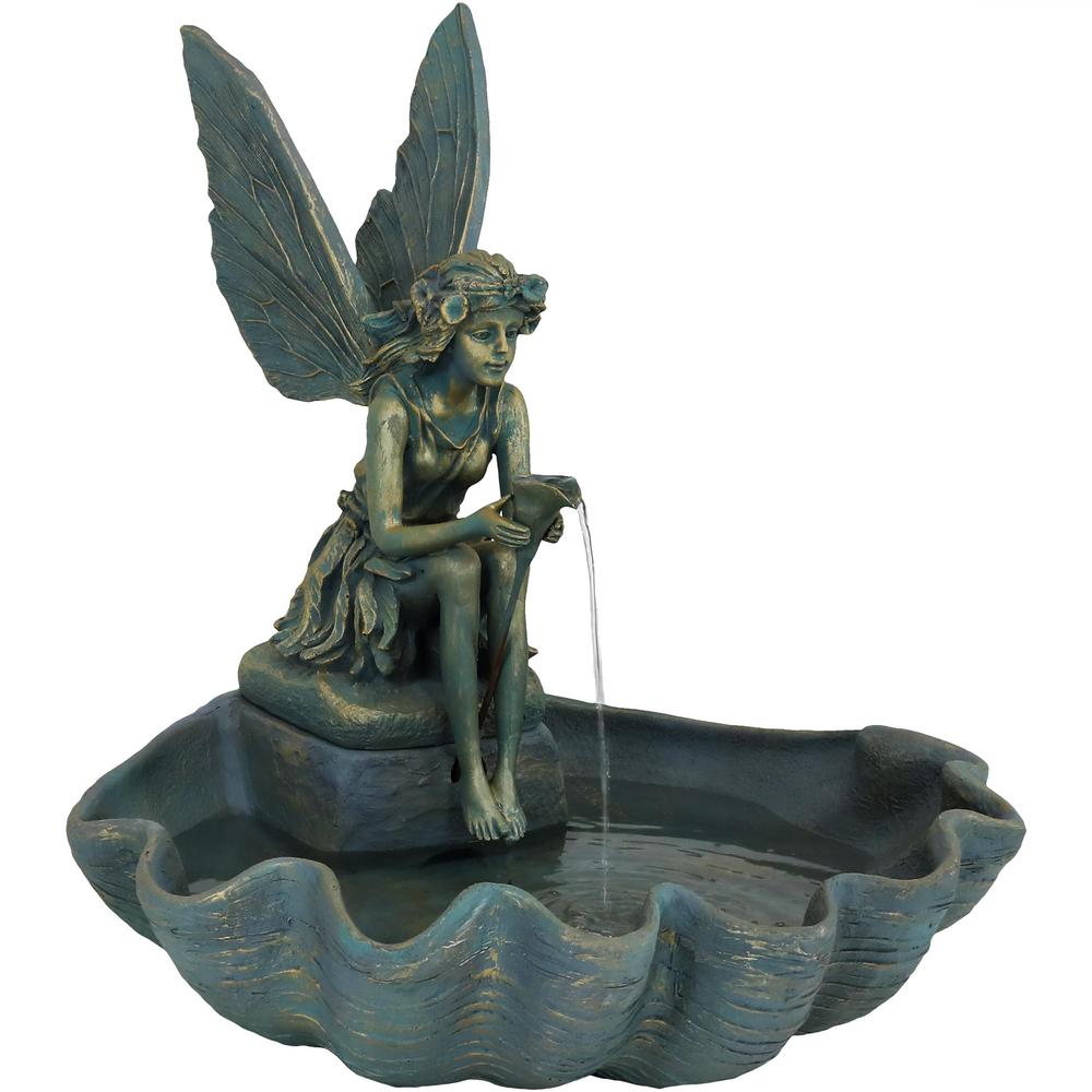 Sunnydaze Decor 30 In Cascading Fairy Shell Outdoor Water Fountain