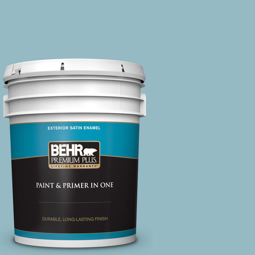 BEHR PREMIUM PLUS 5 gal. T1813 Casual Day Satin Enamel Exterior Paint